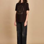 t-shirt con scritta e strass. JWTS02845 DARK CHOCOLATE 213 zadig & voltaire 