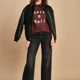 t-shirt con scritta e strass. JWTS02868 BURGUNDY 540 zadig & voltaire 