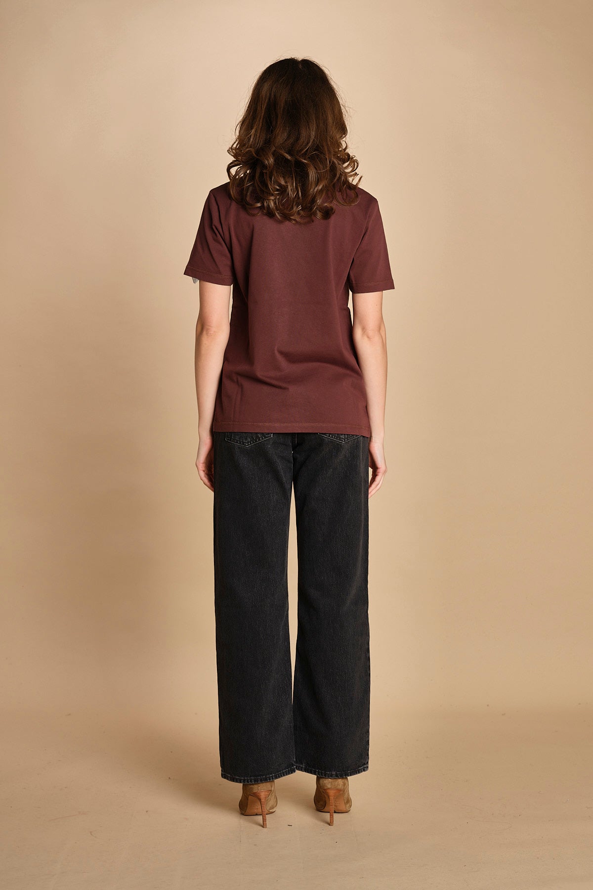 t-shirt con scritta e strass. JWTS02868 BURGUNDY 540 zadig & voltaire 
