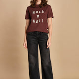 t-shirt con scritta e strass. JWTS02868 BURGUNDY 540 zadig & voltaire 