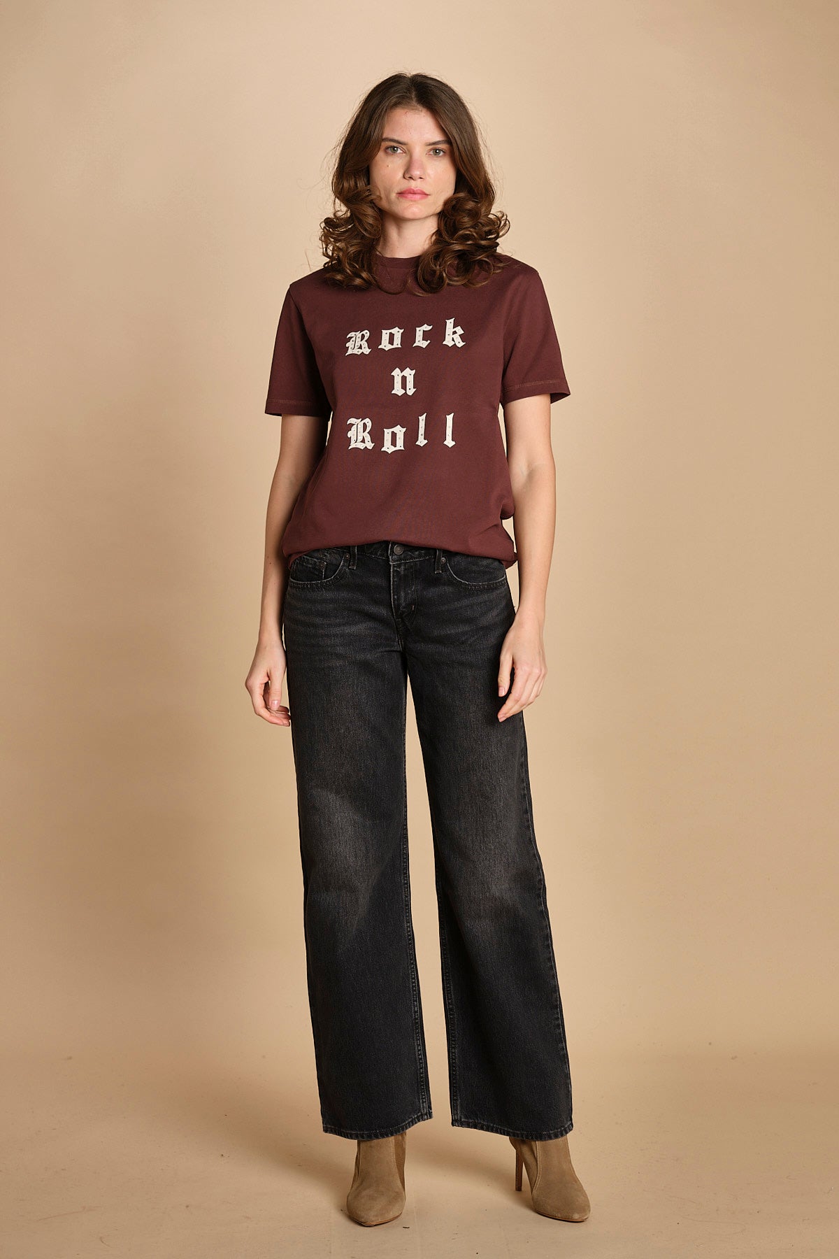 t-shirt con scritta e strass. JWTS02868 BURGUNDY 540 zadig & voltaire 