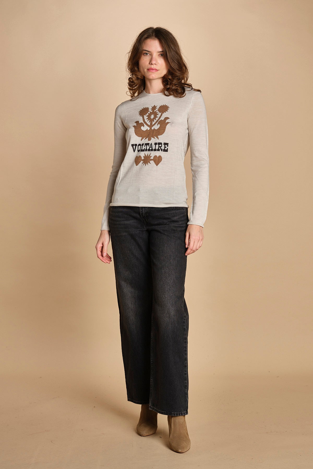 felpa lunga. KWSW02802 ECRU 102 zadig & voltaire 