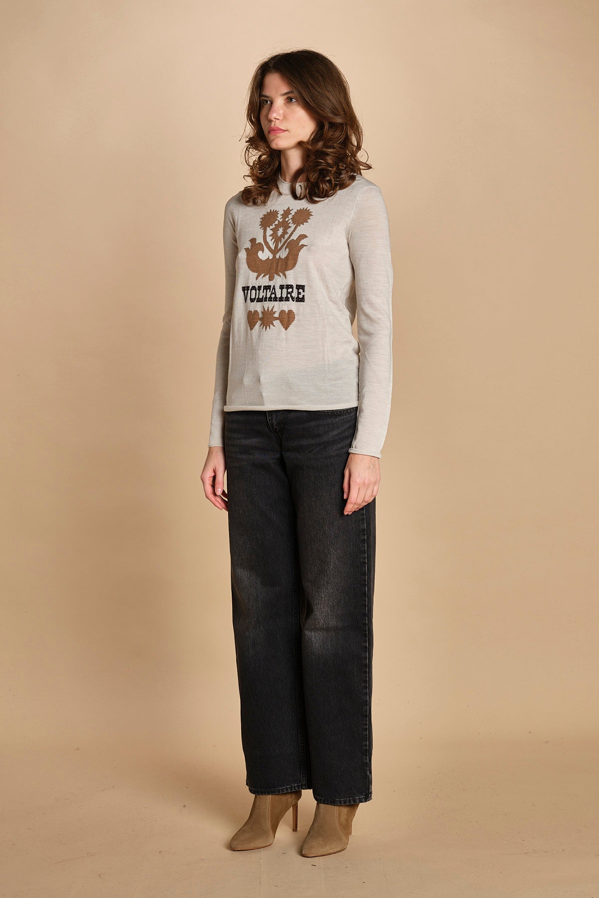 felpa lunga. KWSW02802 ECRU 102 zadig & voltaire 