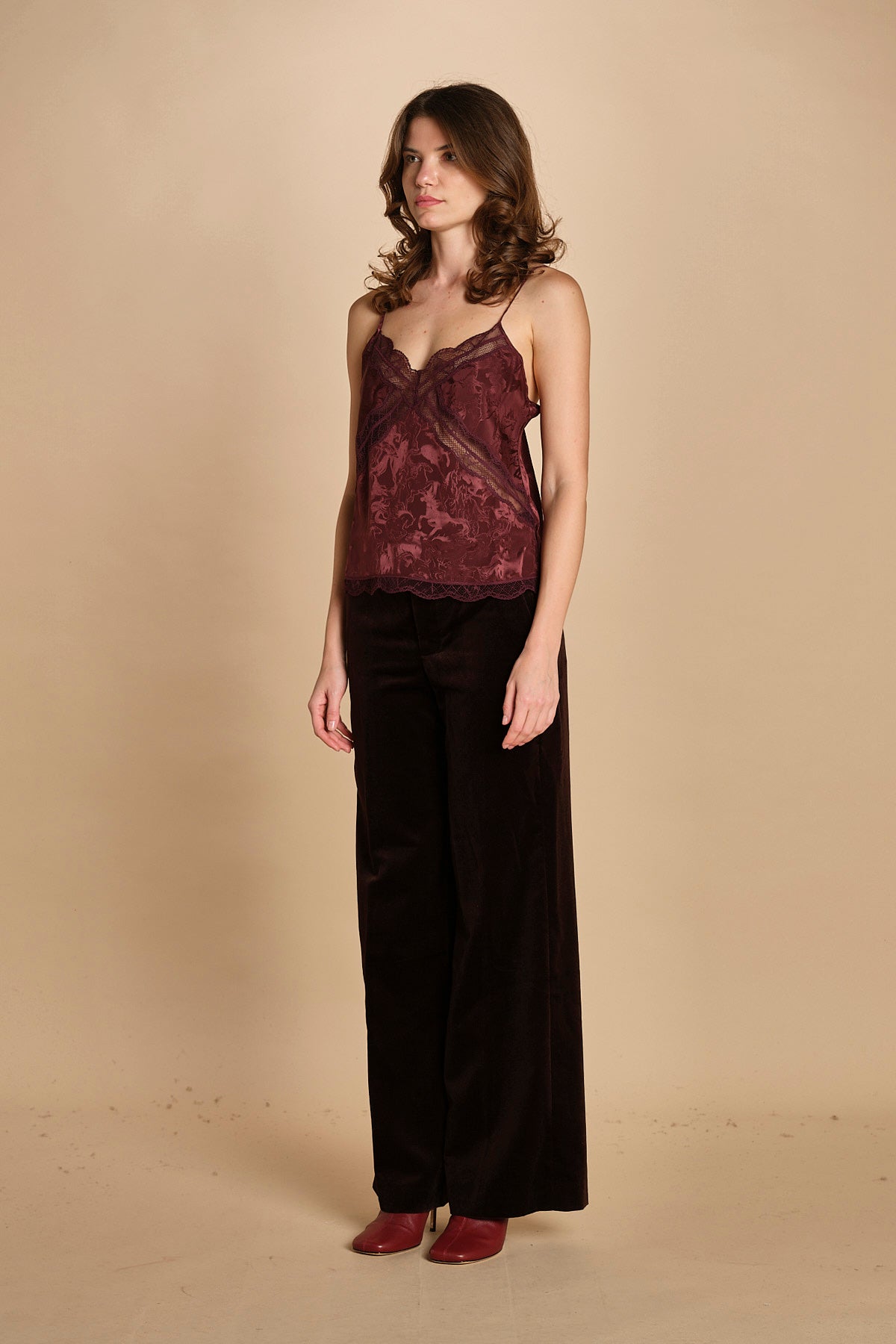 top con spalline sottili. WWCR01298 BURGUNDY 540 zadig & voltaire 