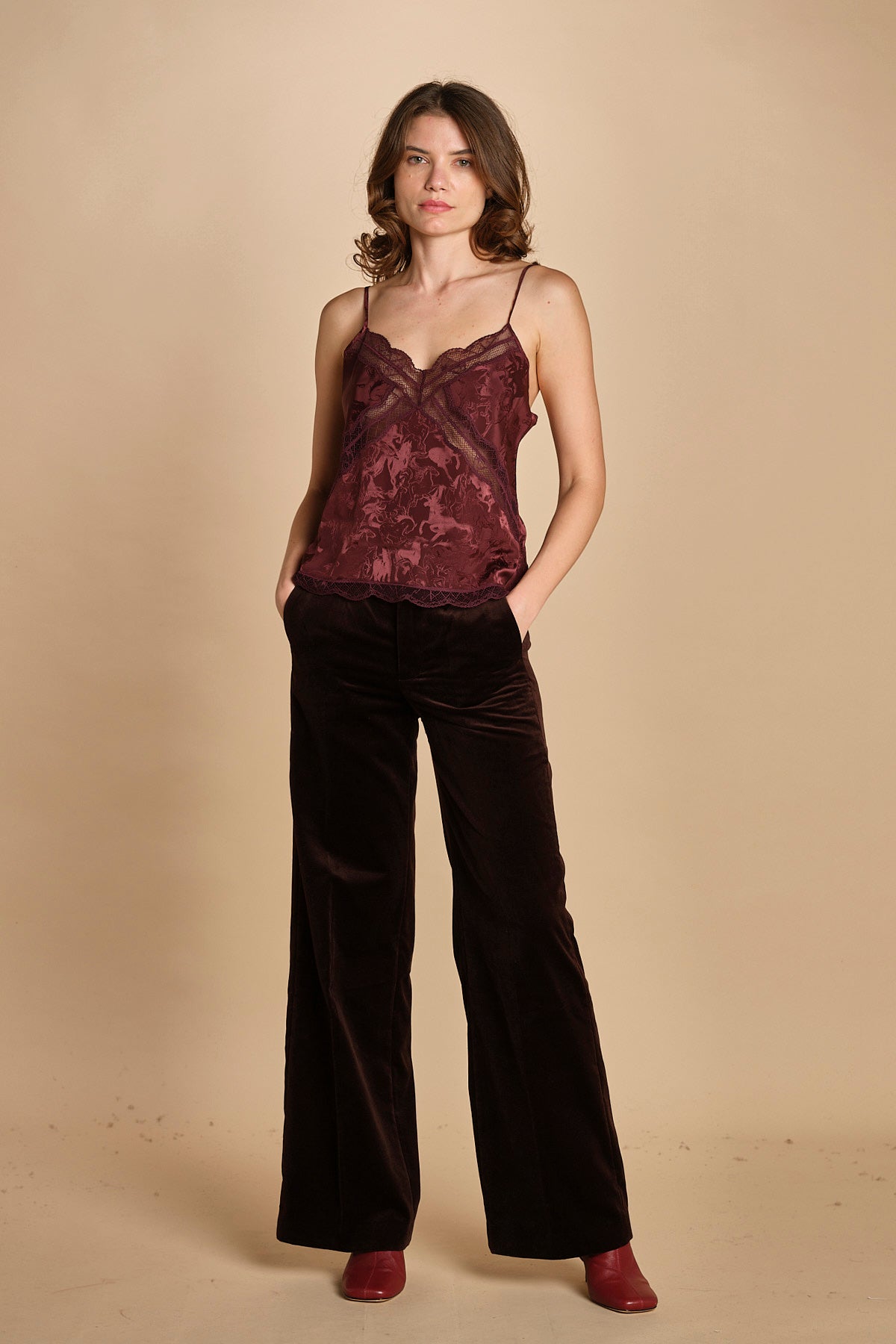 top con spalline sottili. WWCR01298 BURGUNDY 540 zadig & voltaire 