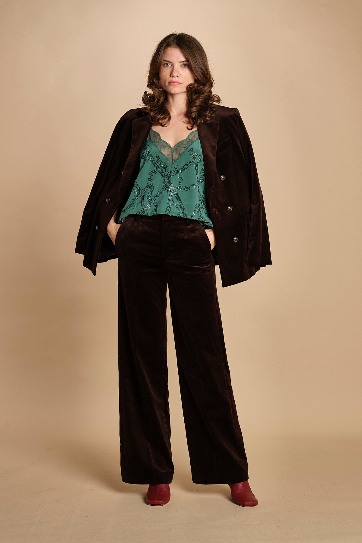 top con spalline sottili e strass. WWCR01310 EMERALD zadig & voltaire 