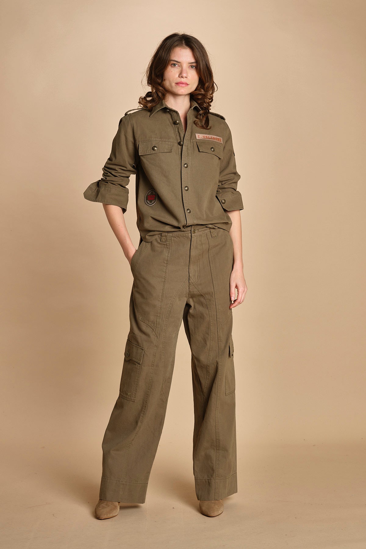camicia militare. WWSH02247 LEAVES 308 zadig & voltaire 