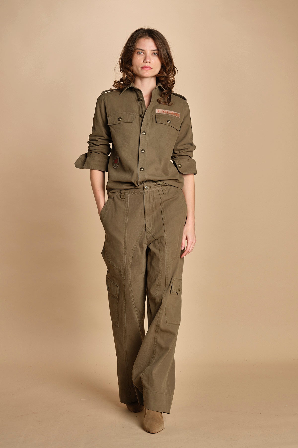 camicia militare. WWSH02247 LEAVES 308 zadig & voltaire 