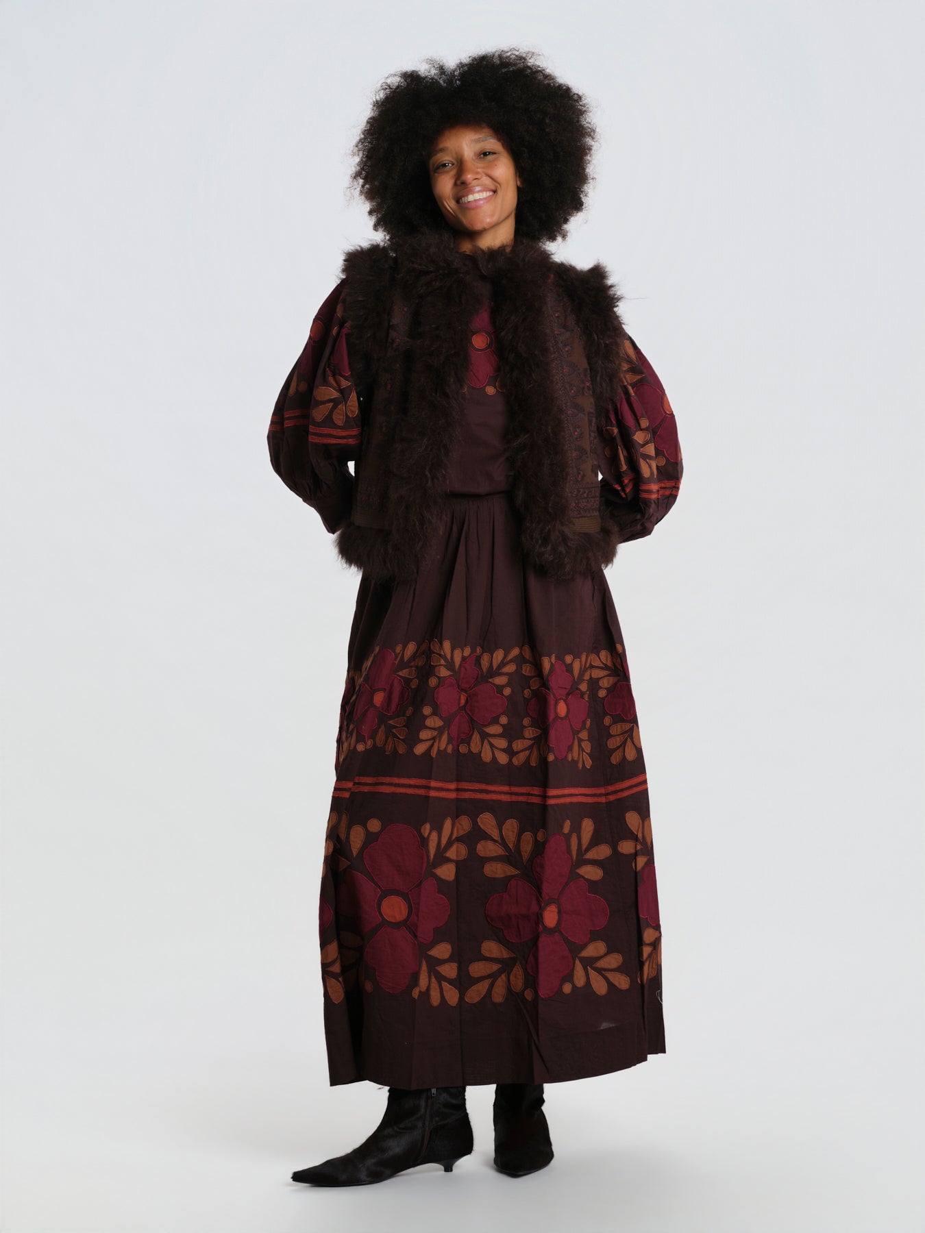 AXO gonna fiori grandi AXO1SKI BROWN antik batik 