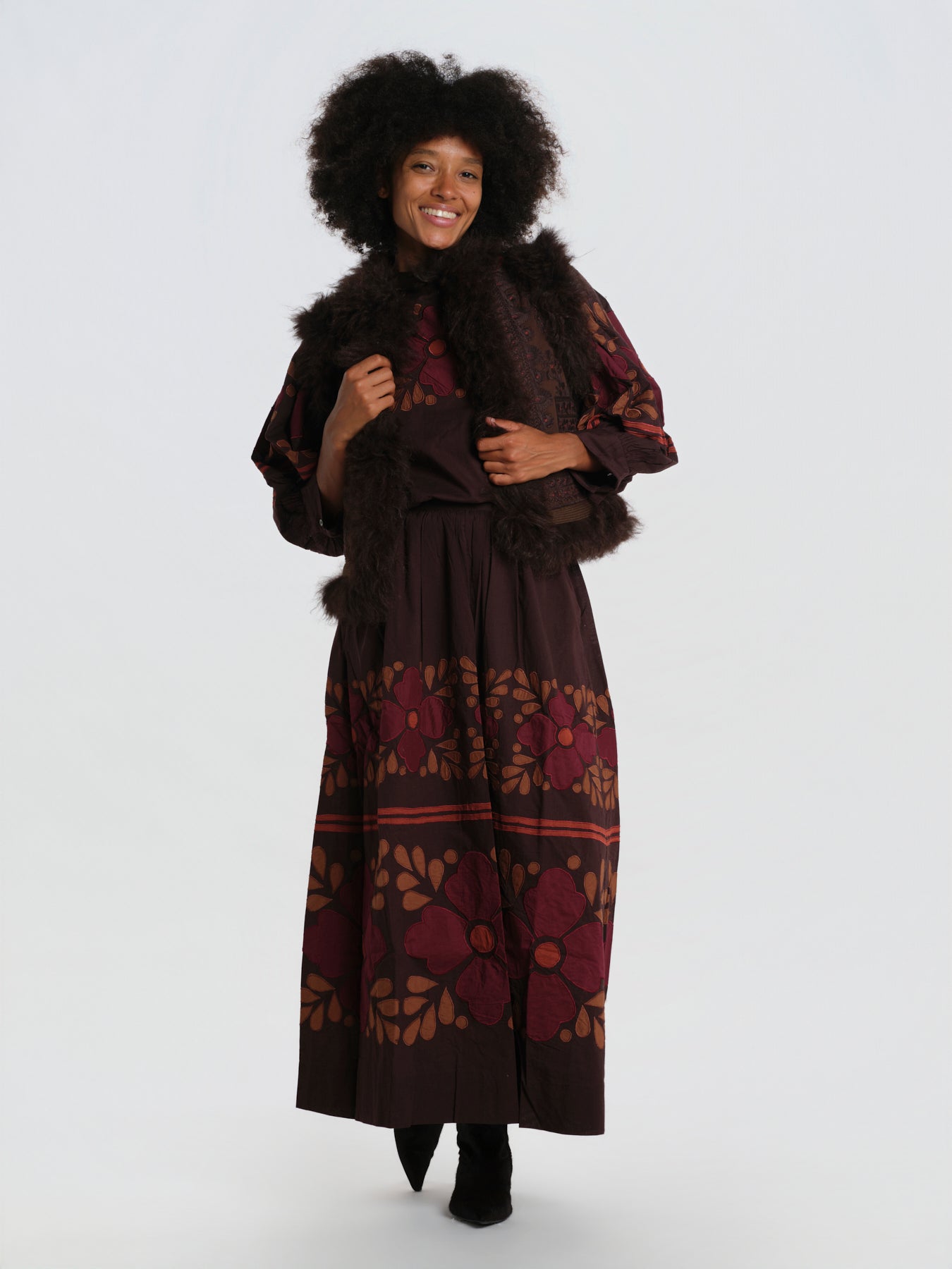 AXO gonna fiori grandi AXO1SKI BROWN antik batik 