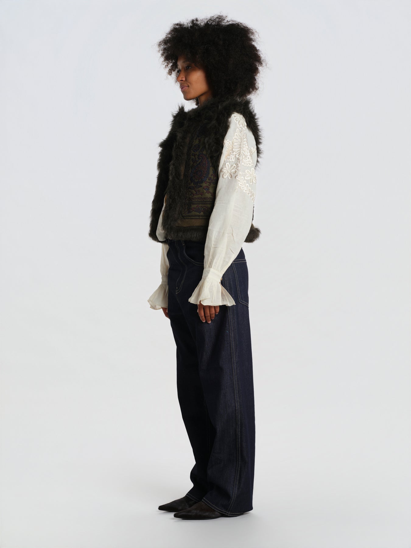 PAULINE gilet ricamo PAULINE1GIL KAKI8 antik batik 