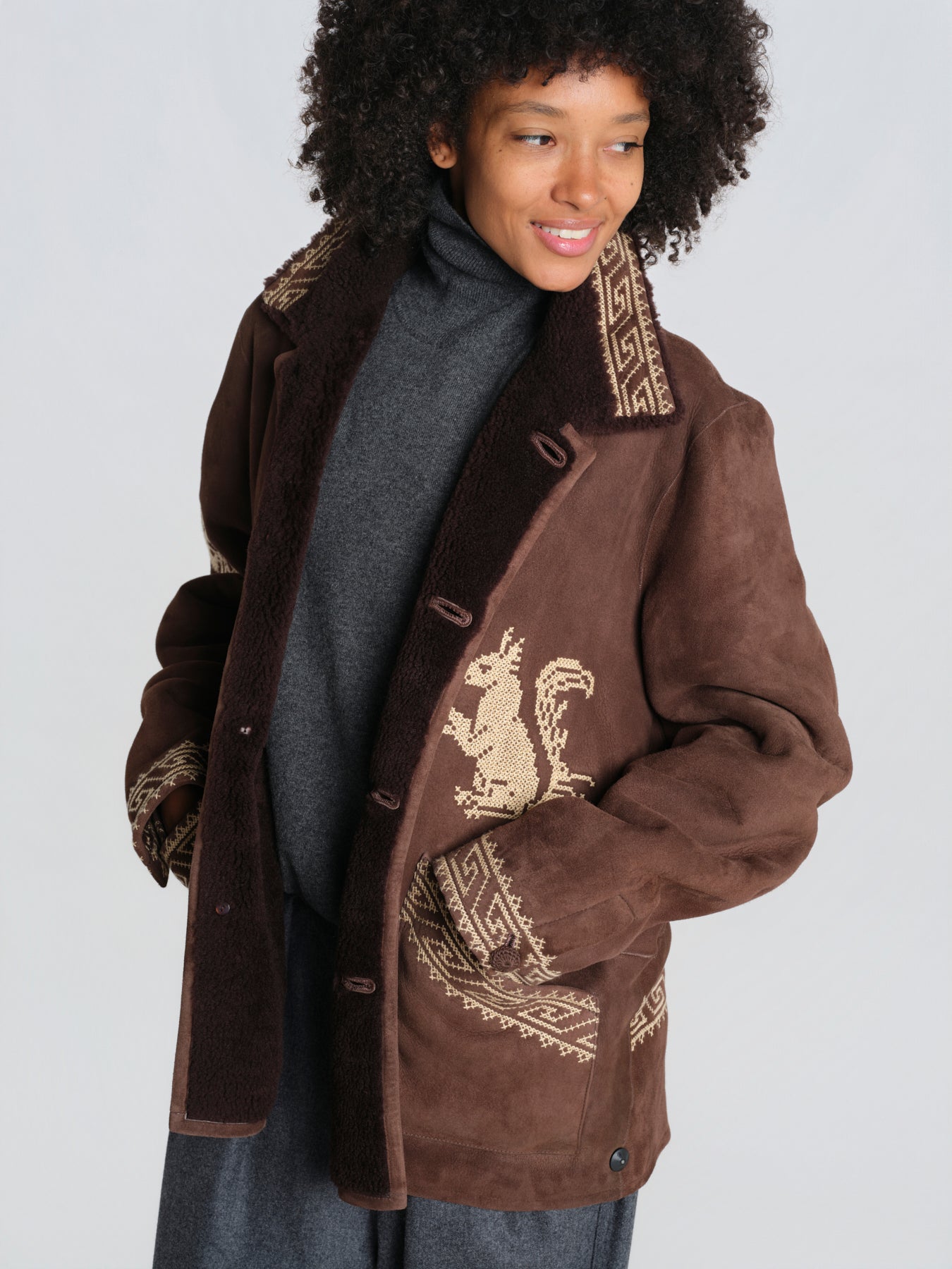 SQUI COAT montone con ricamo scoiattolo BZFW26CO01788 0130 baziszt 