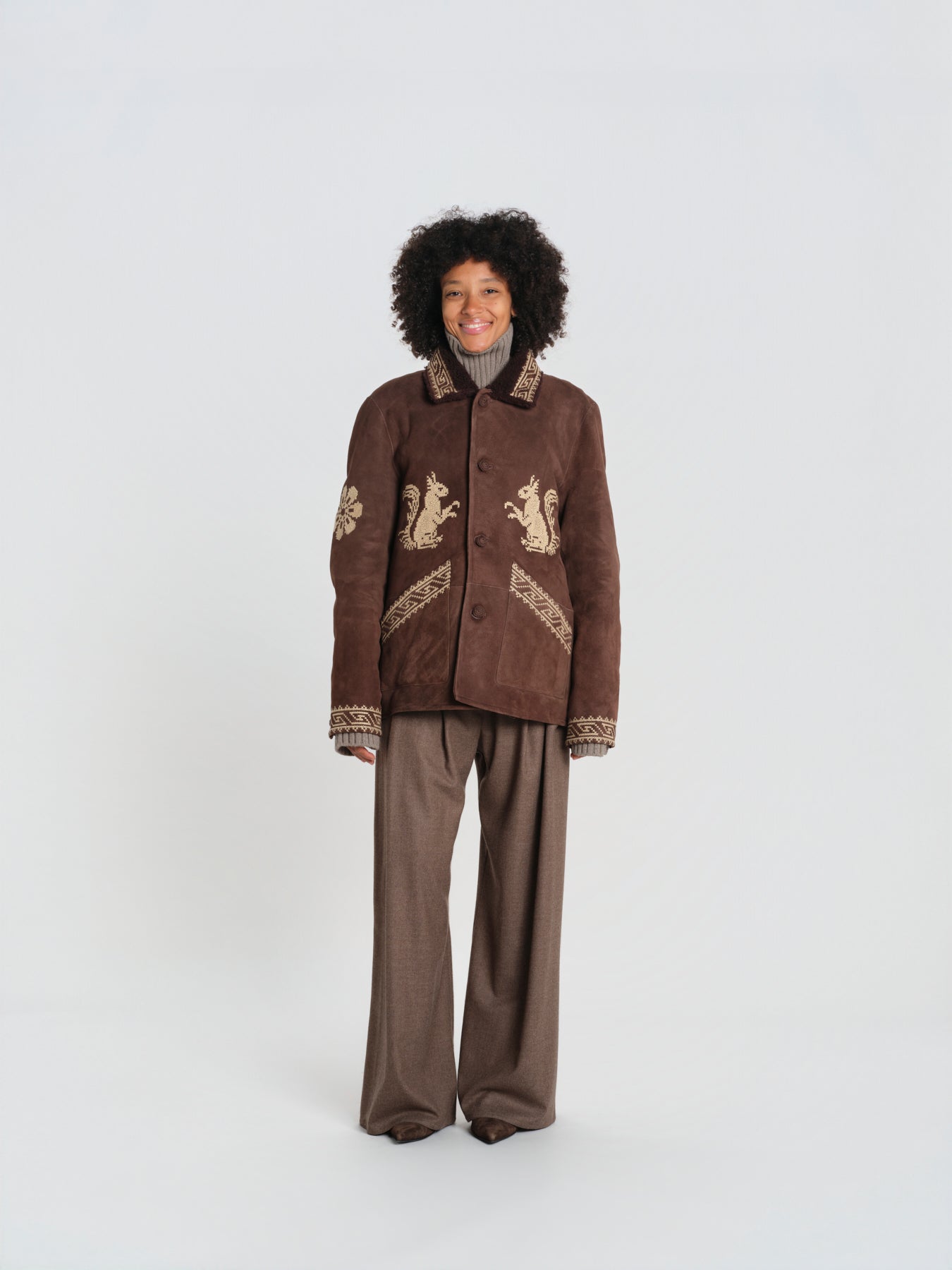 SQUI COAT montone con ricamo scoiattolo BZFW26CO01788 0130 baziszt 