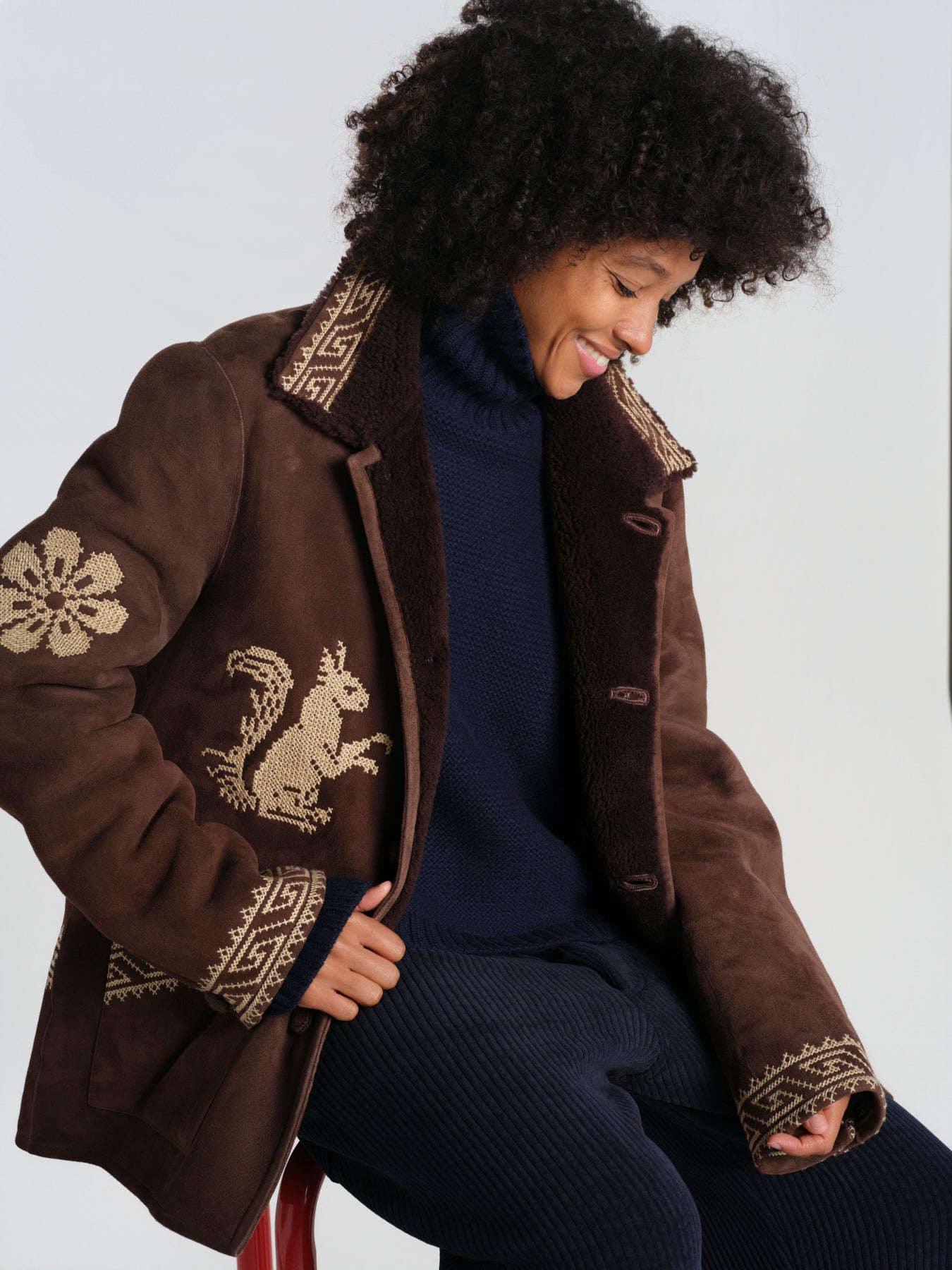 SQUI COAT montone con ricamo scoiattolo BZFW26CO01788 0130 baziszt 