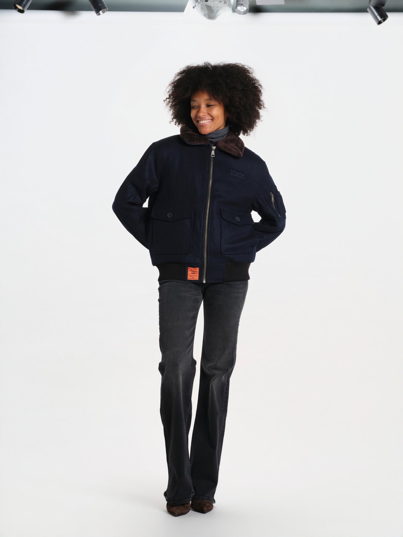 DOUGLASS bomber panno collo pelo BMDOUGLAF6 NAVY bombers original 