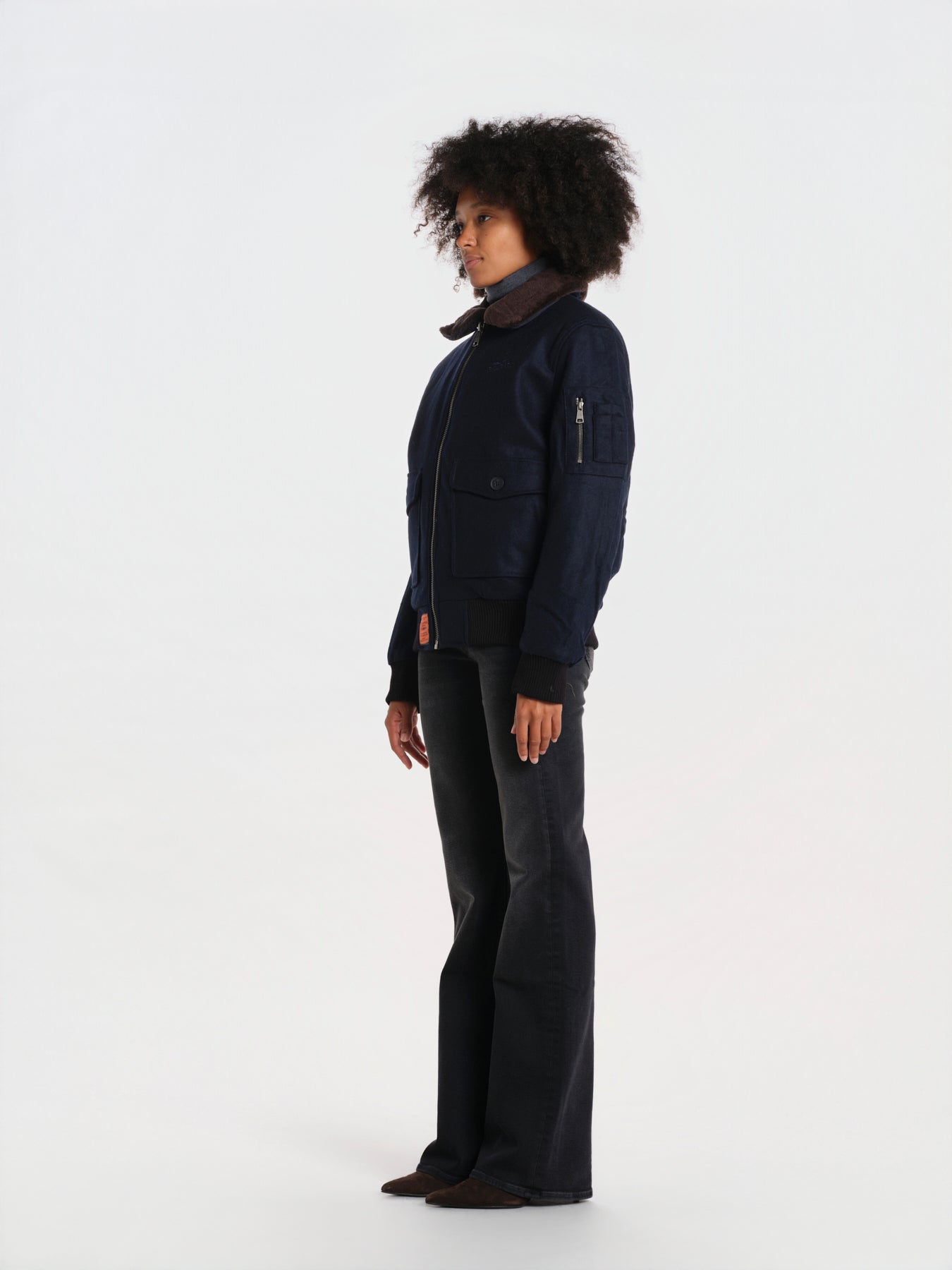 DOUGLASS bomber panno collo pelo BMDOUGLAF6 NAVY bombers original 