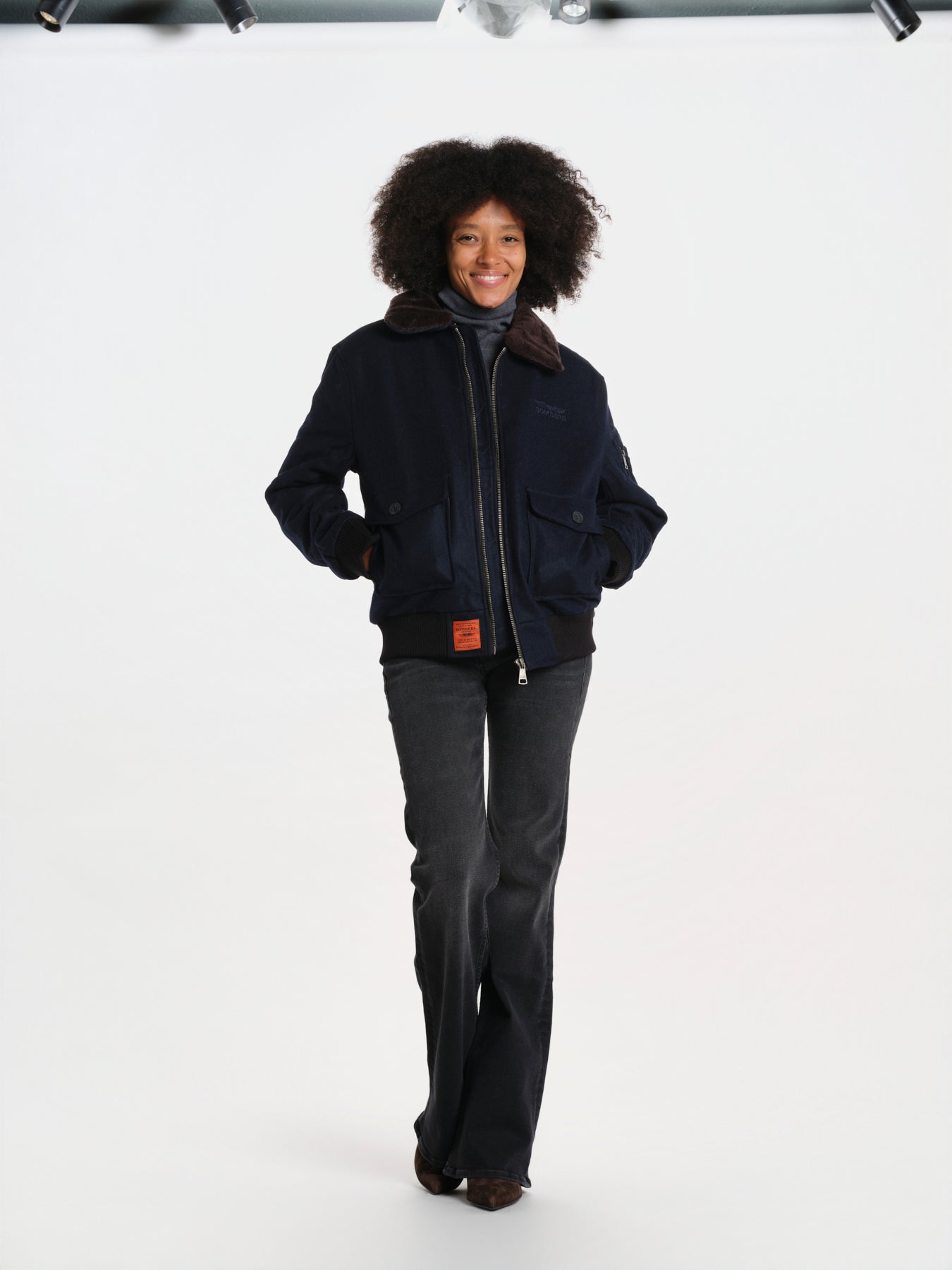 DOUGLASS bomber panno collo pelo BMDOUGLAF6 NAVY bombers original 