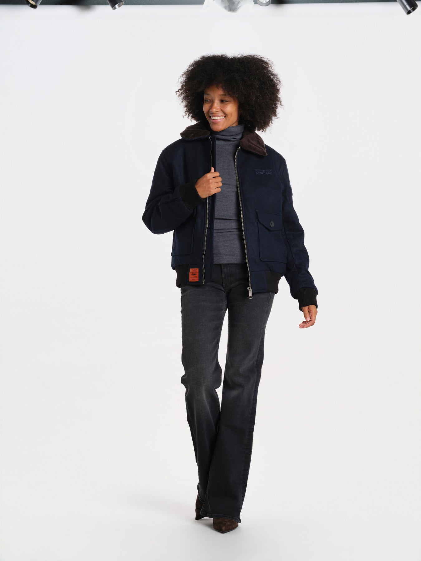 DOUGLASS bomber panno collo pelo BMDOUGLAF6 NAVY bombers original 