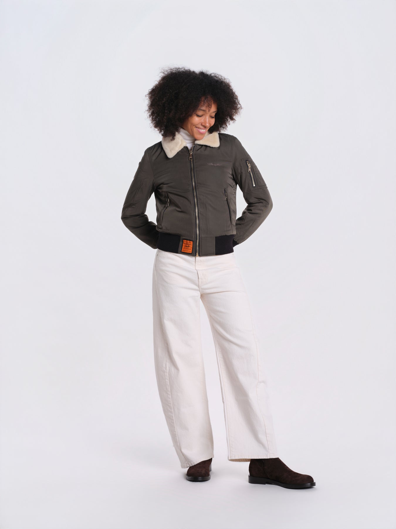 BARCELONE LADIES bomber slim collo pelo BWBARECELF6 KAKI bombers original 