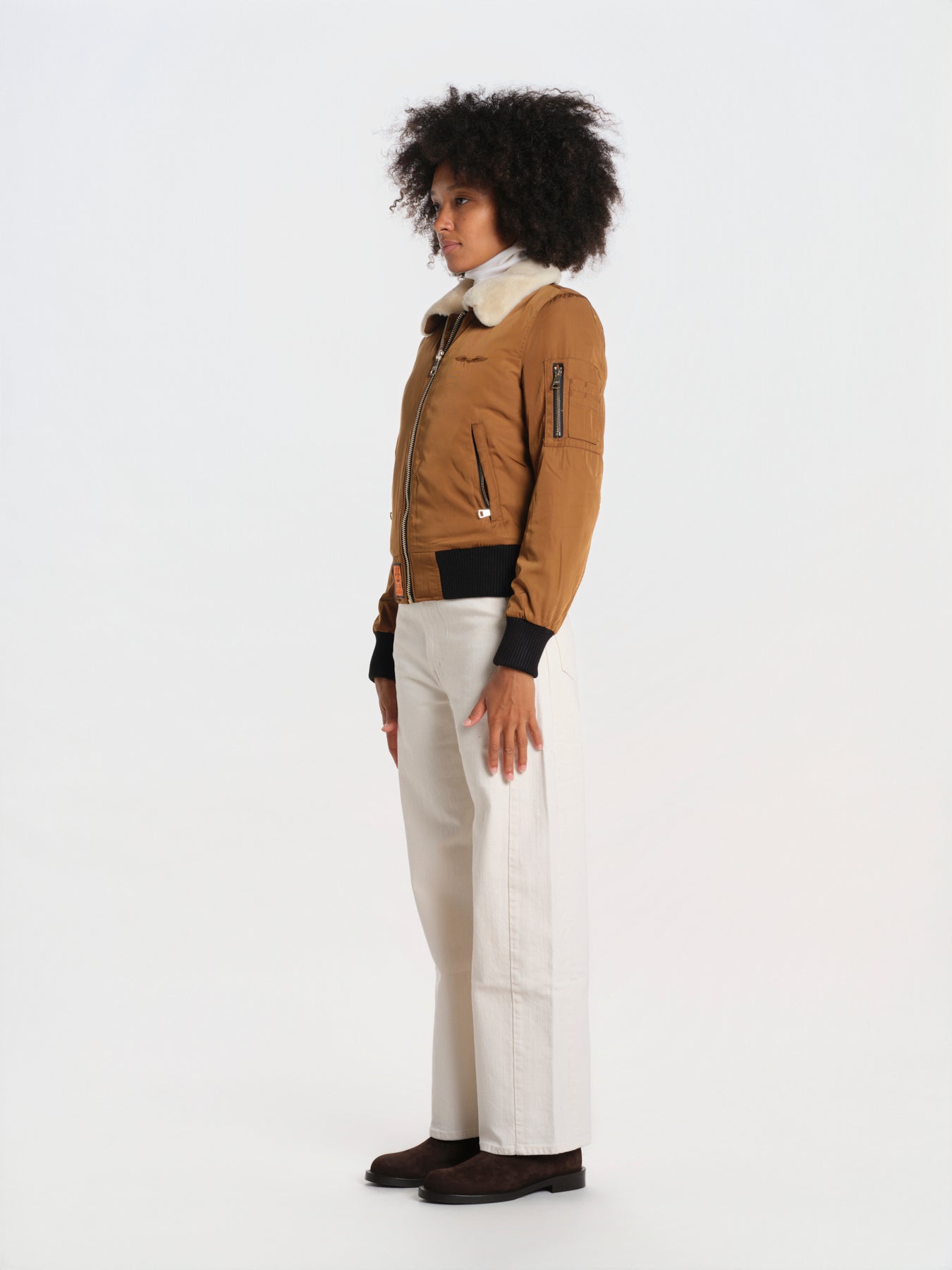 BARCELONE LADIES bomber slim collo pelo BWBARECELF6 CAMEL bombers original 