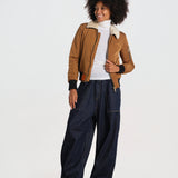BARCELONE LADIES bomber slim collo pelo BWBARECELF6 CAMEL bombers original 
