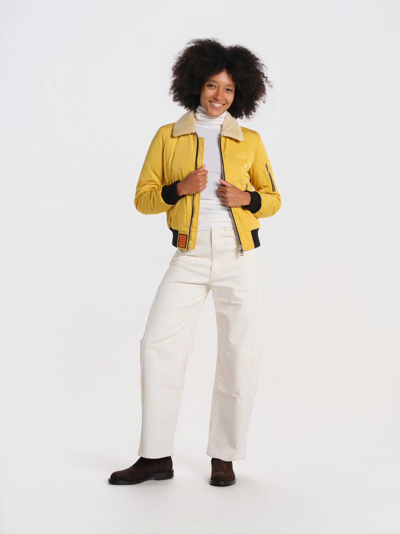 BARCELONE LADIES bomber slim collo pelo BWBARECELF6 YELLOW bombers original 