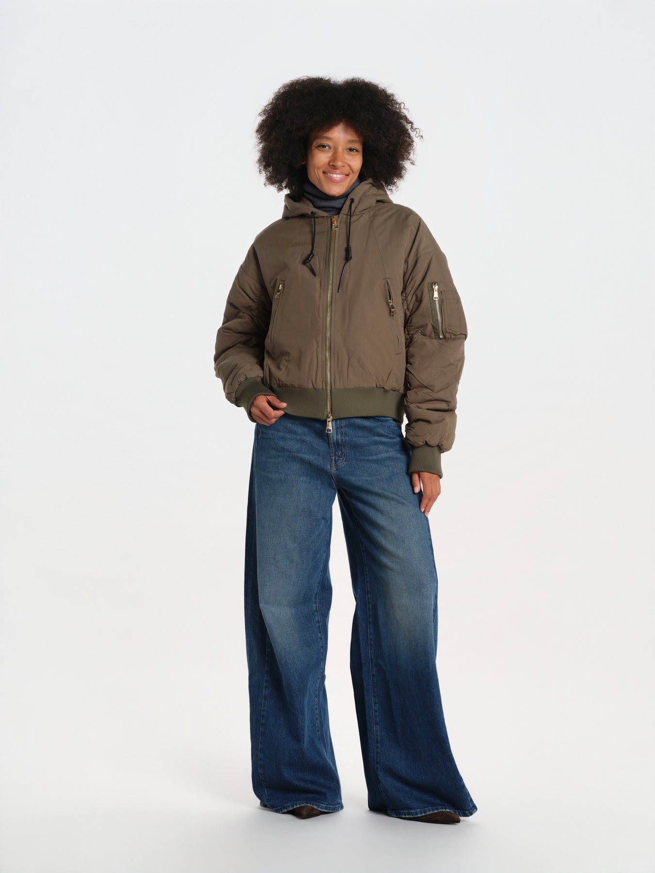 NYAKO LADIES bomber over con cappuccio BWNYAKOF6 KAKI bombers original 