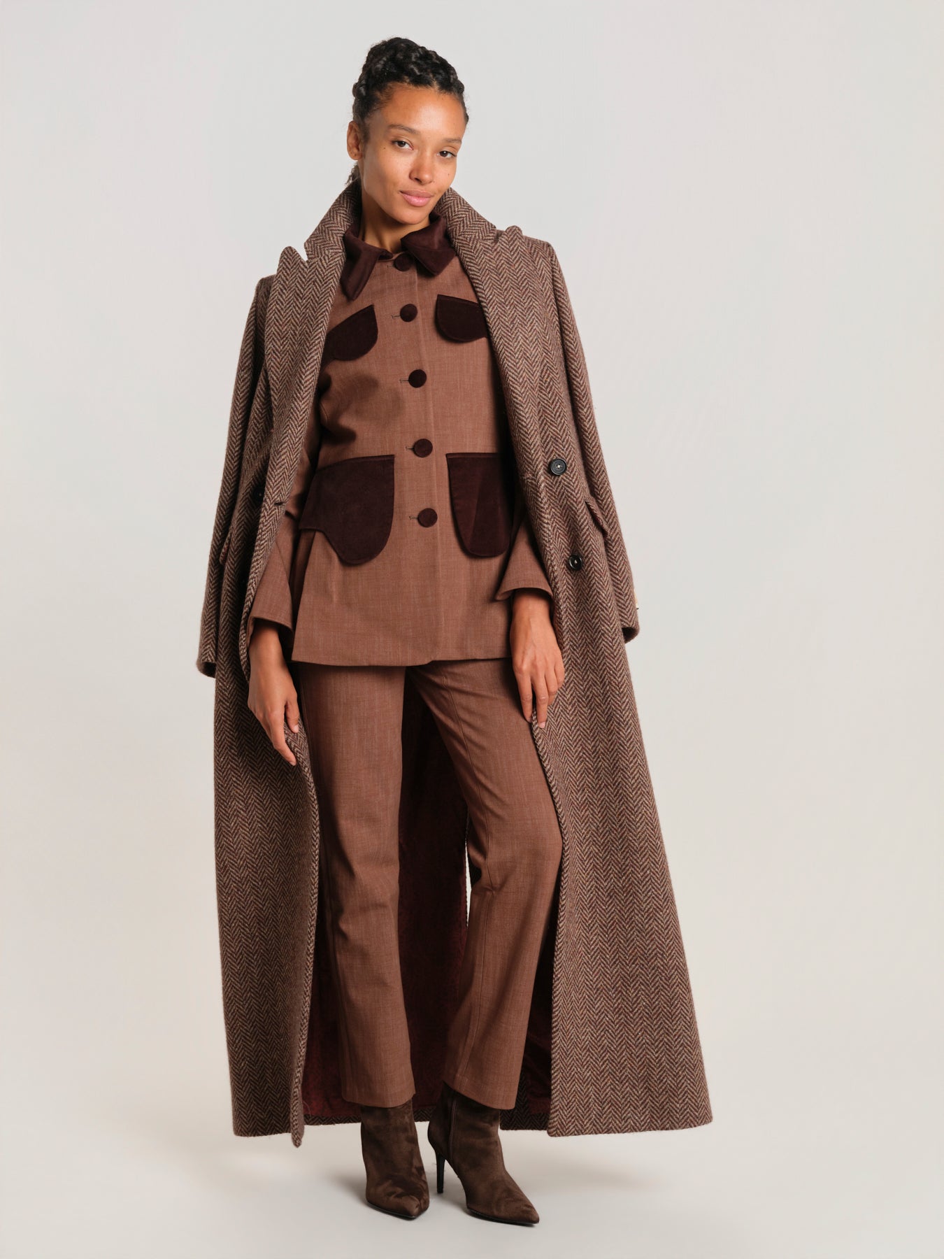 TINA pantalone con tasche velluto 26F4PAN22 BROWN destree 