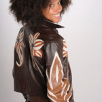 FLOWER giacca pelle + fiori 356494 L0007 farm rio 