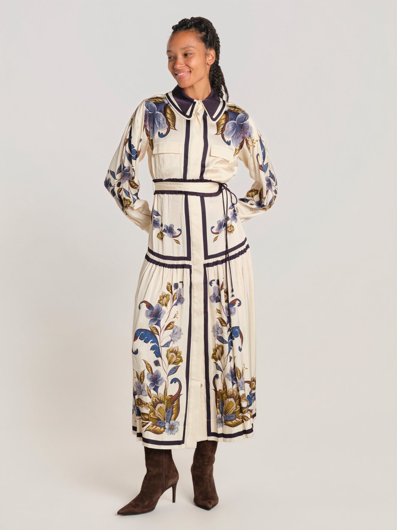 GOLDEN NATURE MIDI abito longuette colletto stampa fiori 359025 26050 farm rio 