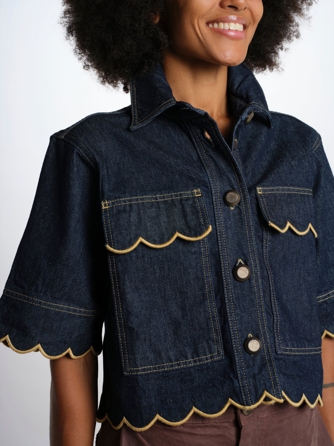 ROMANTIC giacca denim manica corta 363720 L0003 farm rio 