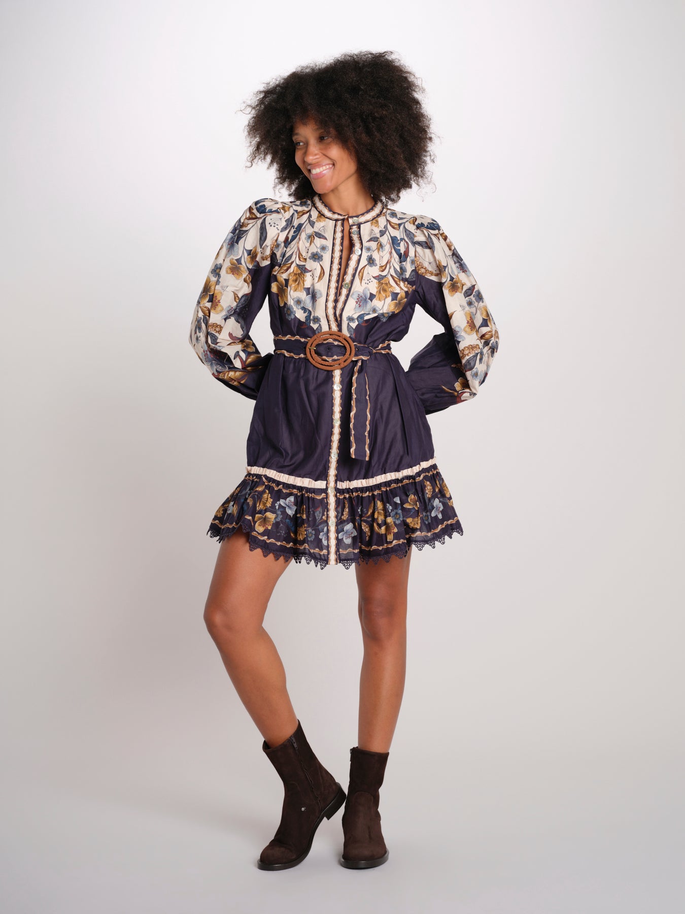 GOLDEN NATURE NAVY miniabito stampa fiori 368912 26051 farm rio 