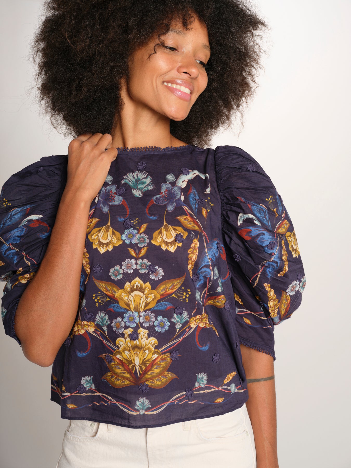 GOLDEN NATURE BLOUSE camicia stampa maniche sbuffo 368930 26051 farm rio 