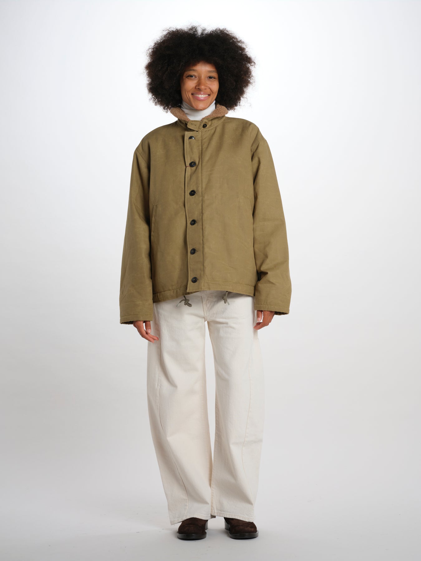 DECK giacca nylon collo pelo DECK-GE001 _OLIVE OLI fortela 