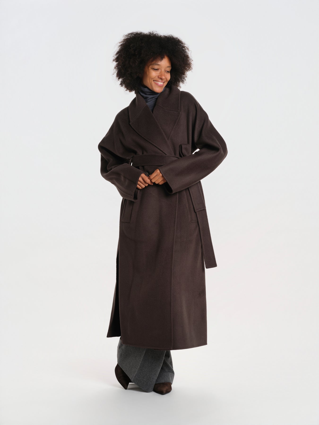 CYBELE cappotto 2 bottoni con cintura manica kimono IOCYBELE COAT SEAL GREY ivy & oak 