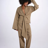 VIV camicia scollata con nodo 26AA7JED04 BEIGE jejia 