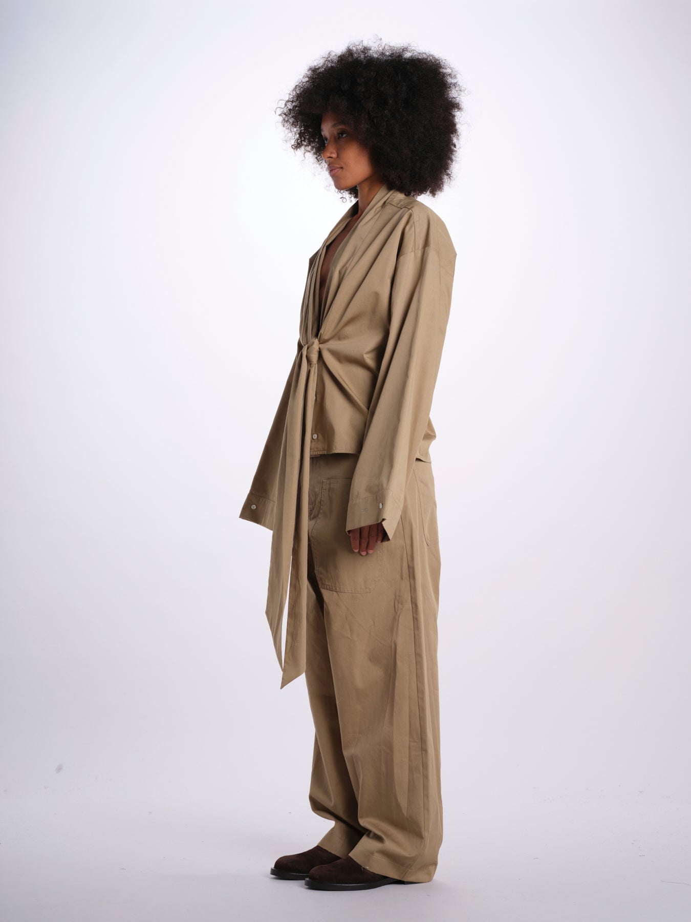 VIV camicia scollata con nodo 26AA7JED04 BEIGE jejia 