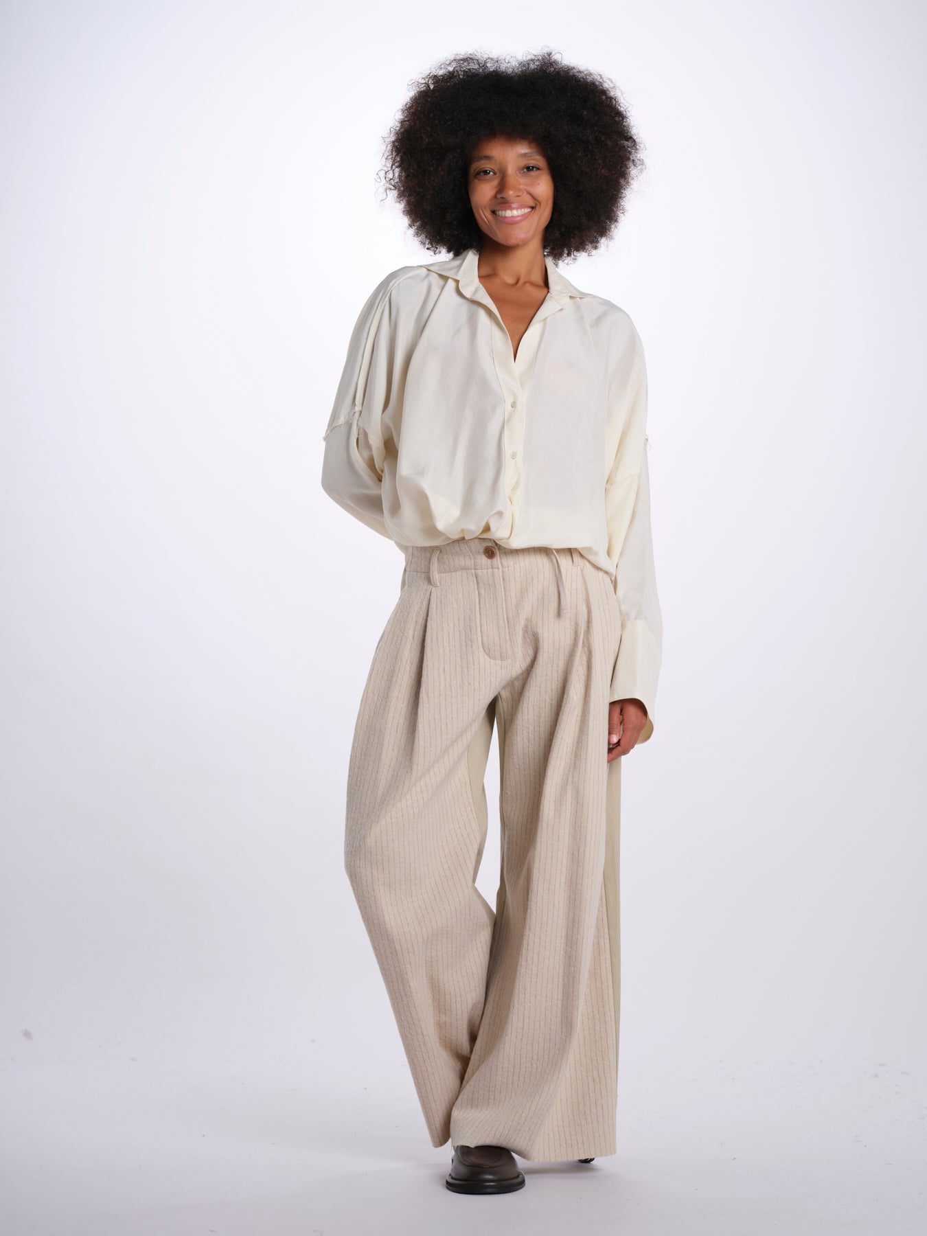 ANTOINE pantalone gessato doppio tessuto 26AA7JED16A CREAM jejia 