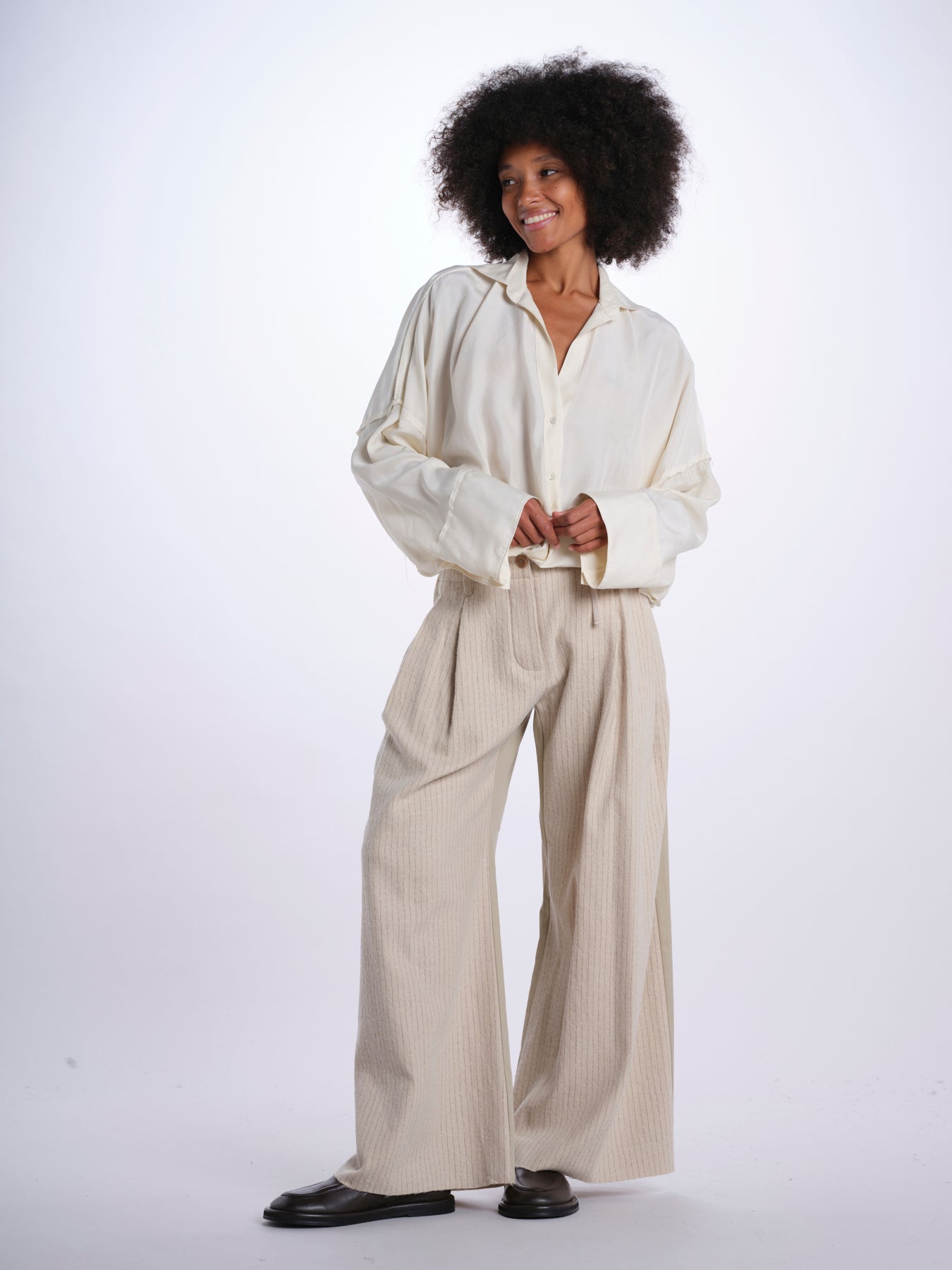 ANTOINE pantalone gessato doppio tessuto 26AA7JED16A CREAM jejia 