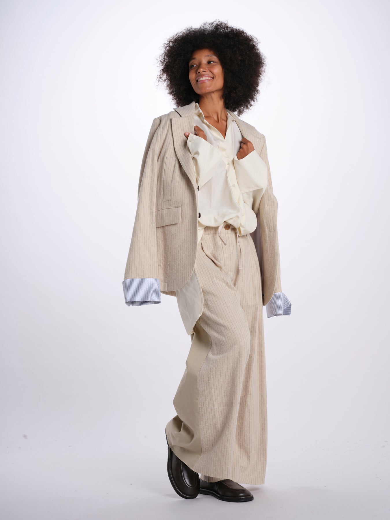 ANTOINE pantalone gessato doppio tessuto 26AA7JED16A CREAM jejia 