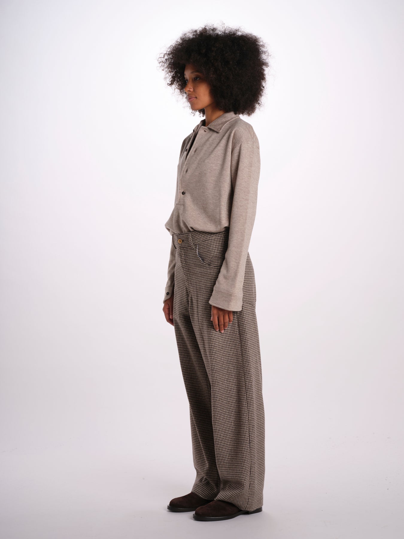 GIGI pantalone quadretti 26AA7JED36B BEIGE jejia 