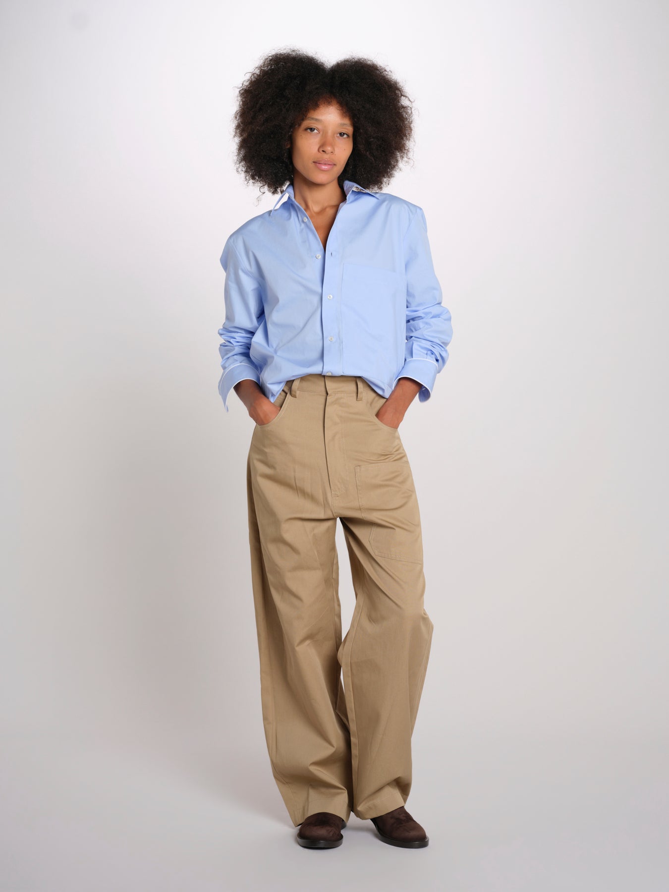 CARLA pantalone cotone pesante con tasche 26AA7JED37C BEIGE jejia 