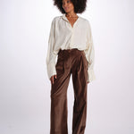 KATHERINE pantalone pinces velluto liscio 26AA7JED39G BROWN jejia 