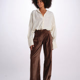 KATHERINE pantalone pinces velluto liscio 26AA7JED39G BROWN jejia 