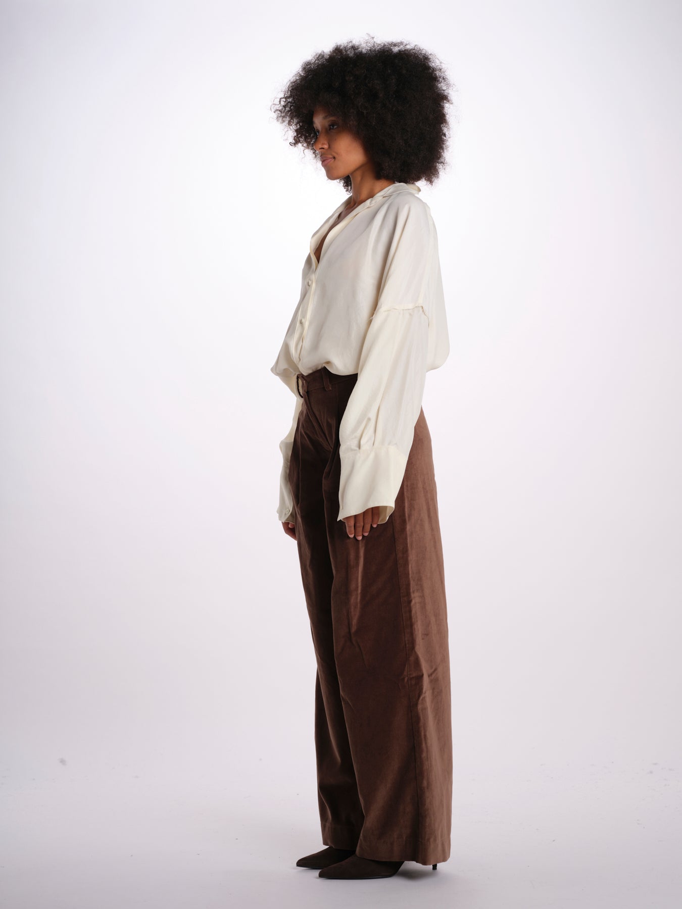 KATHERINE pantalone pinces velluto liscio 26AA7JED39G BROWN jejia 