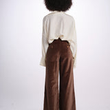 KATHERINE pantalone pinces velluto liscio 26AA7JED39G BROWN jejia 