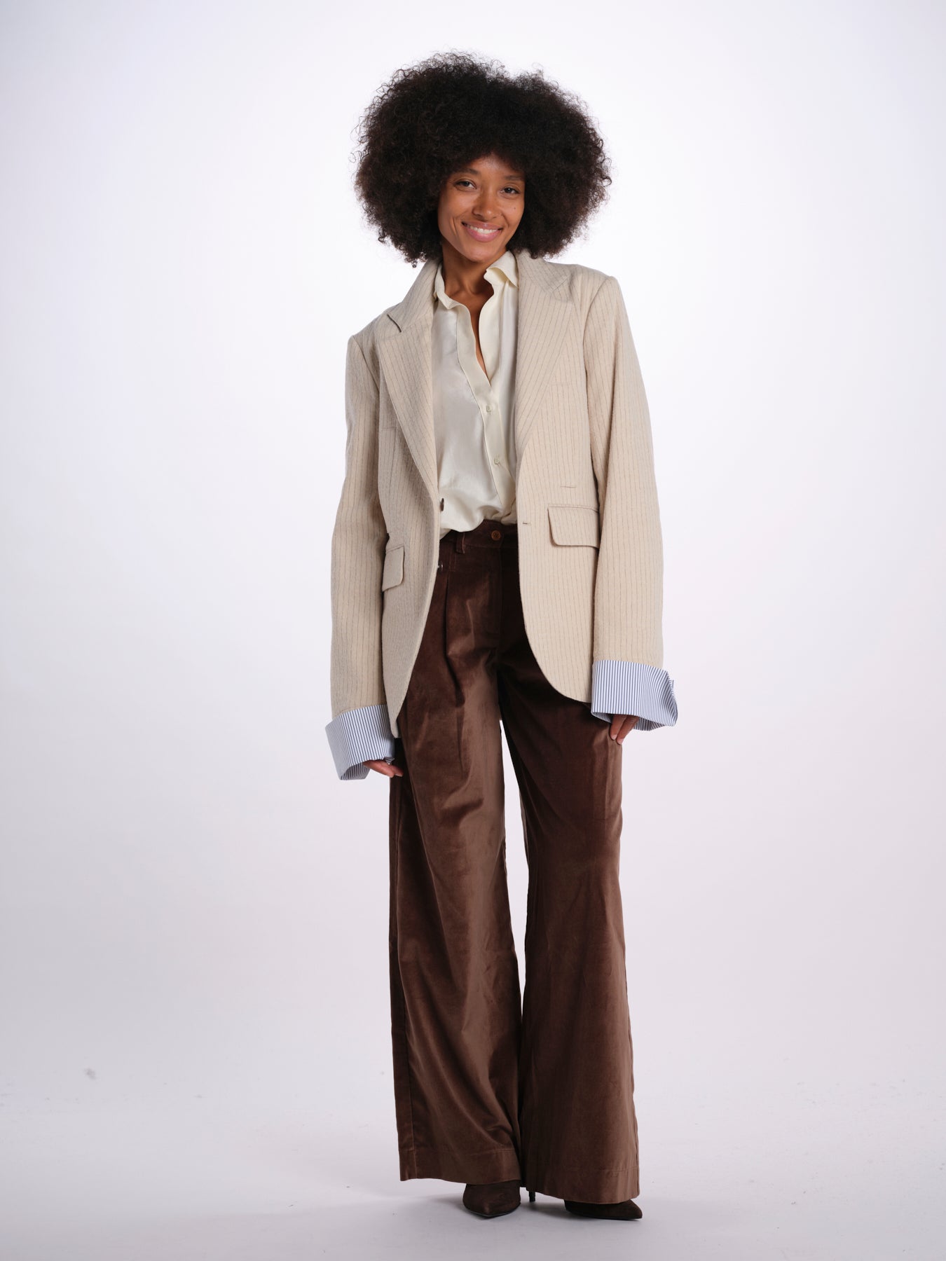 KATHERINE pantalone pinces velluto liscio 26AA7JED39G BROWN jejia 
