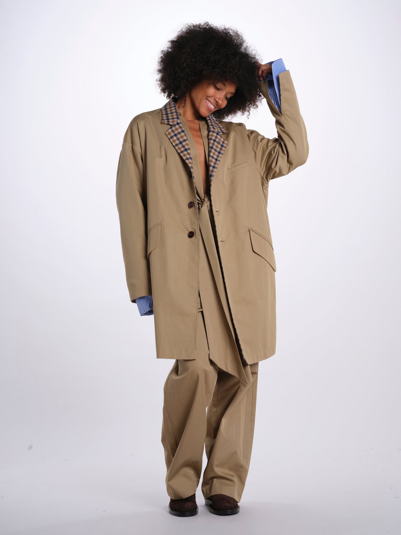 ANDREA trench quadretti 26AA7JED58A BEIGE jejia 