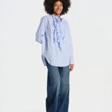CARITA camicia stropicciata con rouches 26W-SH019UCARIT- BLU laurence bras 
