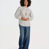 FA camicia righe con rouches 26W-SH031RFA- WHI laurence bras 